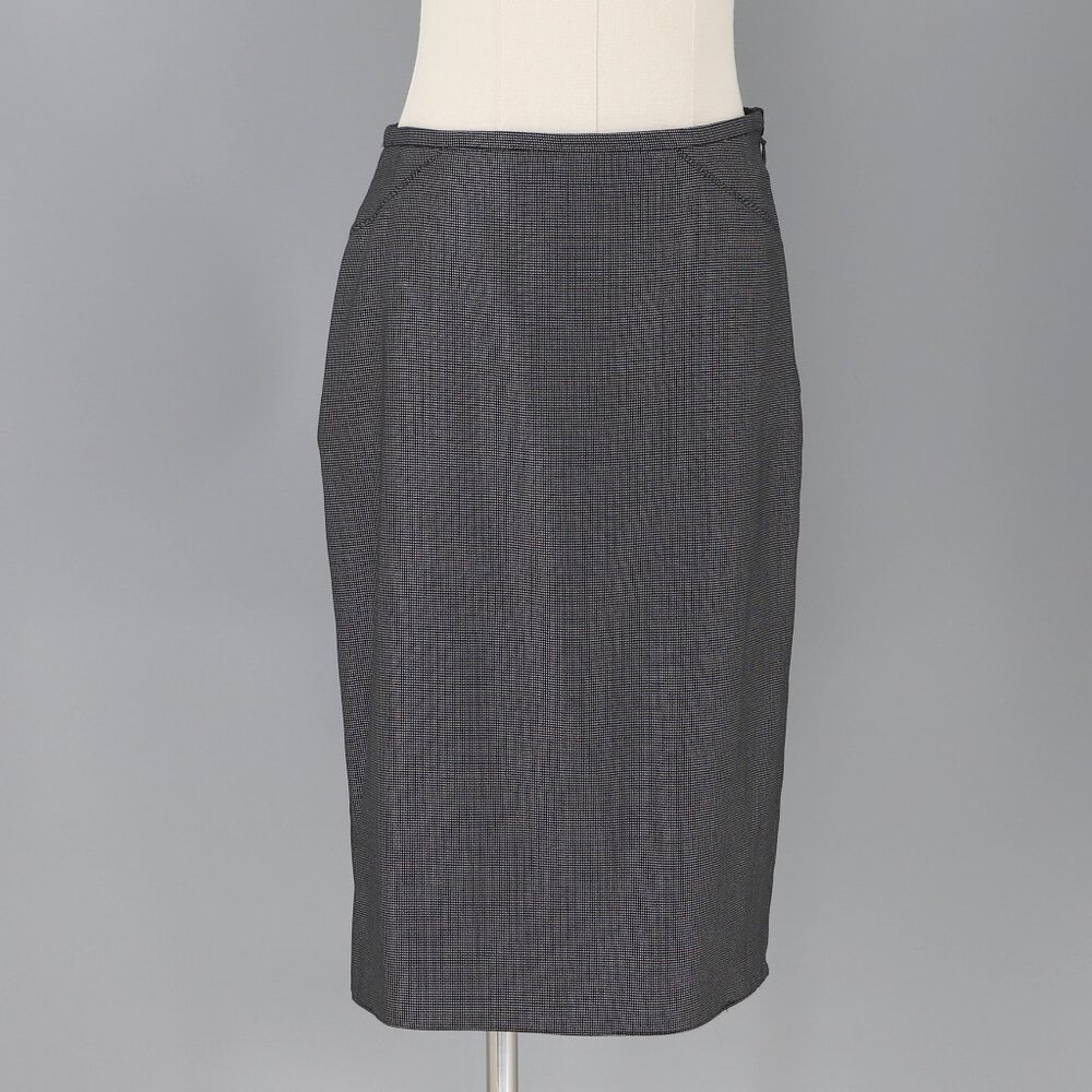 NWT ARMANI COLLEZIONI Wool Blend Mini Check Back Pleated Pencil Skirt Size 2